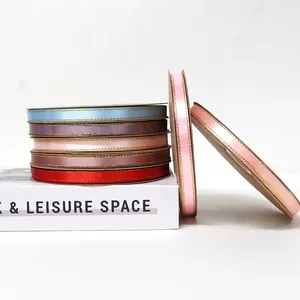 Set of 1cm gold edge satin ribbons in multiple colors for bouquet and gift packaging