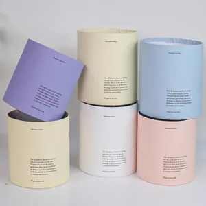 Collection of matte finish colorful cylindrical flower buckets for floral gift arrangements