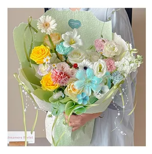 Detail view of pearl stone textured wrapping paper for elegant flower bouquets