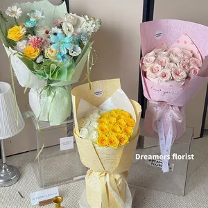 Pearlescent Stone Pattern Flower Wrapping Paper Textured Pleated Art Paper For Bouquet Florist Supplies Wrapping Material