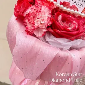 Korean Style Star Diamond Mesh Flower Wrapping Tulle Gauze Glitter Starry Mesh For Rose Bouquet Gift Decoration Florist DIY Material