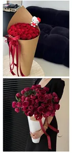 Waterproof ice cream shaped bouquet wrapping paper with elegant ribbon detail
