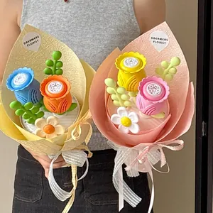 Electric Flower Bouquet Bubble Machine Automatic Handheld Toy With Bubble Solution And Battery For Kids Birthday Gift