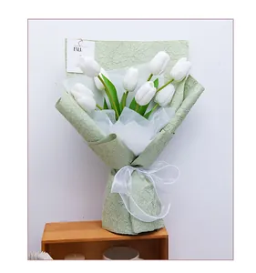 Green stone grain textured hand-rubbed paper for elegant flower bouquet wrapping