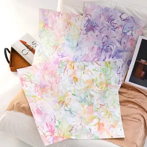 Carta da Regalo a Fiori Acquerello Romantica Carta Kraft Colorata per Bouquet Fai-da-te Artigianato Forniture per Imballaggio