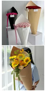 Minimalist waterproof cone-shaped flower bouquet wrapping paper for floral arrangements.
