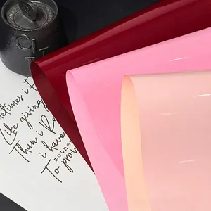 Premium thick leather-textured floral wrapping paper in pink and burgundy shades, waterproof
