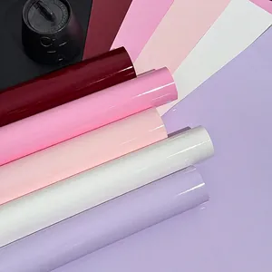 Premium waterproof leather-textured flower wrapping paper rolls in pastel assorted colors
