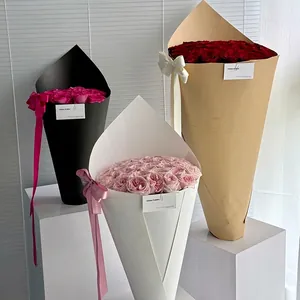 Elegant waterproof ice cream cone flower bouquet wrapping paper in multiple colors