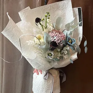Natural Stone Pattern Hand Crinkled Crepe Paper For Flower Bouquet Packaging DIY Florist Art Gift Wrapping Decor Material