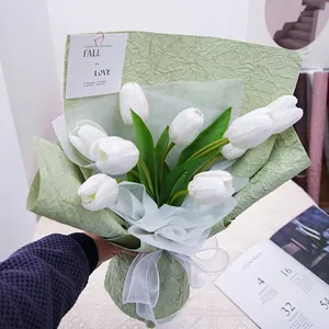 High-quality green stone-textured wrapping paper bouquet held by hand for floral DIY art