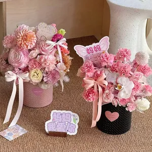 Set di 2 eleganti secchielli per fiori in ecopelle con trama intrecciata per composizioni