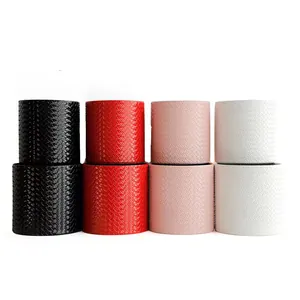 Set di 2 eleganti scatole per fiori in pelle intrecciata in nero, rosso, rosa e bianco