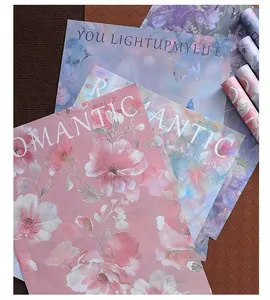 Detailansicht von Blumen Geschenkpapier im sizilianischen Ölgemälde-Stil für DIY-Sträuße