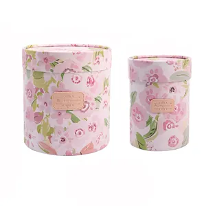 Elegant pink floral pattern blooming flower bucket set of two for Mother's Day gift packaging