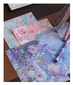 Detailansicht von Geschenkpapier im sizilianischen Ölmalerei-Stil mit floralen Motiven
