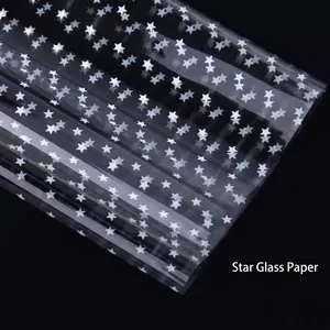 Waterproof transparent cellophane wrapping paper with white star pattern for bouquets