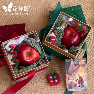 Set di Scatole Regalo Stellato in Velluto Stile Europeo Bordo Dorato Vintage Scatole di Imballaggio di Lusso per Fiori di Mela di Natale