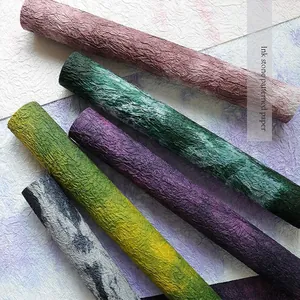 Papel de Regalo para Flores Arrugado Engrosado Patrón de Piedra de Tinta Papel Texturizado para Ramo de Flores DIY