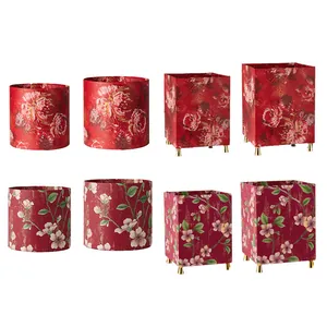 8er-Set rote dekorative Blumeneimer mit Blumenmuster für das chinesische Neujahrsfest