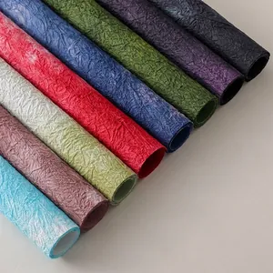 Rollos de papel arrugado grueso con textura de piedra para ramos DIY
