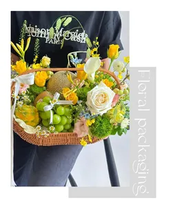 Elegant woven multi-functional fruit and floral gift basket perfect for weddings and picnics