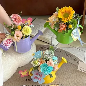 Mini Arrosoir Décoratif en Métal Pot de Composition Florale Créatif Emballage Cadeau Fête des Enseignants Bouilloire à Fleurs