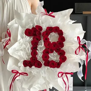 Marco de Fijación para Arreglos Florales con Forma de Número Dieciocho Soporte para Ramo para San Valentín Cumpleaños