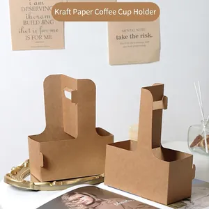 Scatola di Imballaggio per Bouquet in Carta Kraft Con Manico Portatile Tè al Latte Caffè Bevanda Scatola per Trasporto Takeout Confezione Regalo Floreale