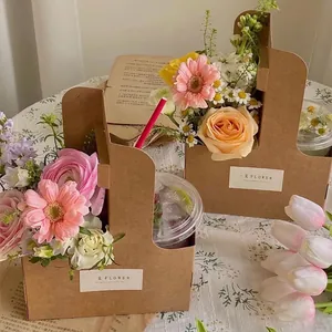 Porta fiori e tazze di tè al latte in carta kraft ecologica con pratica maniglia