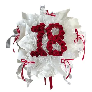 Soporte de fijación floral profesional para ramo de rosas con diseño del número 18