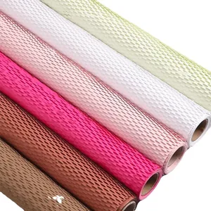 Honeycomb textured wrapping paper rolls for floral bouquets and DIY gift packing in multiple colors