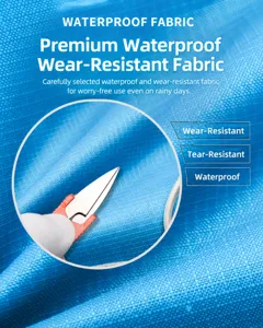 Macrodetail van de blauwe waterdichte en krasbestendige outdoorstof met hoge dichtheid