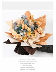 Detail view of premium pleated milk cotton flower wrapping paper in warm earthy tones