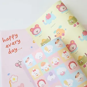 Hojas de Papel Kraft Blanco para Envolver Regalos con Patrón de Animales de Dibujos Animados para Ramo de Snacks