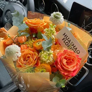 Translucent orange OPP jelly film waterproof flower wrapping paper for floral bouquets