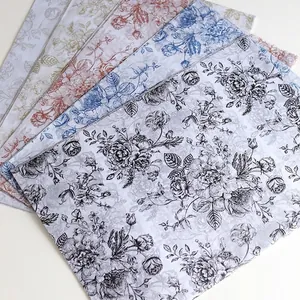 Premium 38g vintage floral printed tissue paper for elegant flower wrapping and gift packaging