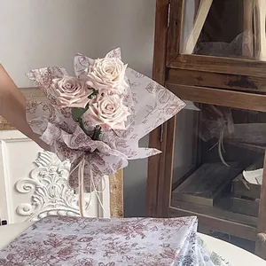 Vintage floral print tissue wrapping paper for elegant bouquet and flower shop supplies