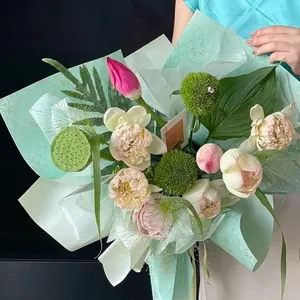 Premium Oriental Dream teal floral wrapping paper for elegant flower bouquet arrangements