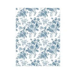 Premium vintage blue floral tissue paper for elegant bouquet gift wrapping and art crafts decoration