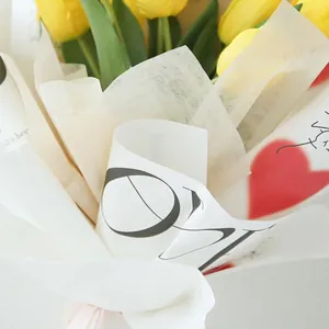 Soft milk cotton flower wrapping paper with heart pattern for DIY floral bouquets
