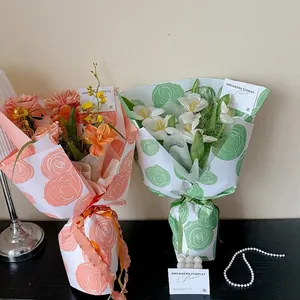 Freud Style Rose Pattern Flower Wrapping Paper Retro Luxury Plastic Floral Packaging For Bouquets Art Gift Decoration