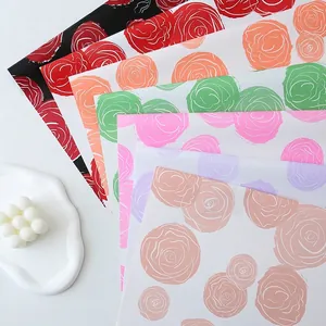 Elegant floral wrapping paper with rose patterns for luxury flower bouquet packaging