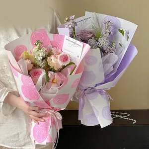 High-end Freud style floral wrapping paper with elegant rose patterns for bouquets