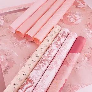 Elegant pink floral wrapping paper rolls for romantic flower bouquets