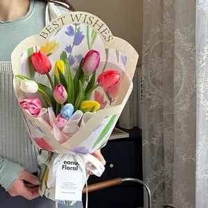 Carta Kraft a fiori per l'elegante confezione di bouquet di fiori e regali fai-da-te