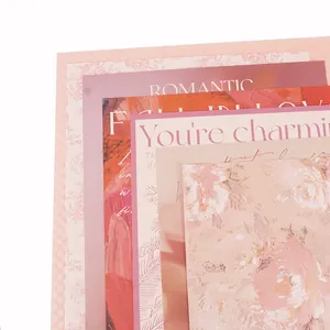 Elegant pink floral gift wrapping paper with romantic English script typography