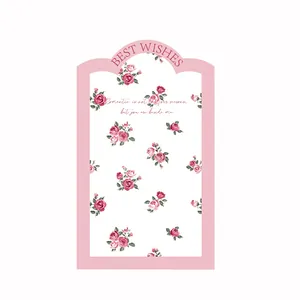 Carta da regalo floreale con rose rosa e testo romantico Best Wishes dal design elegante