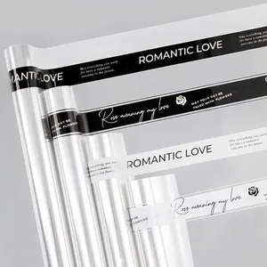 Transparent Waterproof OPP Flower Wrapping Paper With Romantic English Letter Print Floral Packaging Material Bouquet Decor