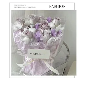 Premium pearlescent snow pear paper shown in a detailed view for flower wrapping